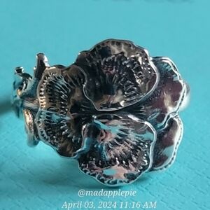 1885 Tiffany & Co  Pansey Spoon Ring Sterling Floral Luxury Celebrity Size-6 #54